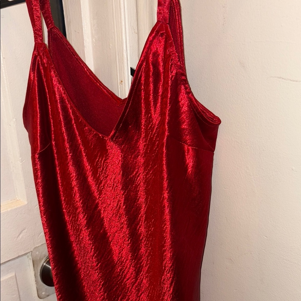 Vibrant Red Satin Dress